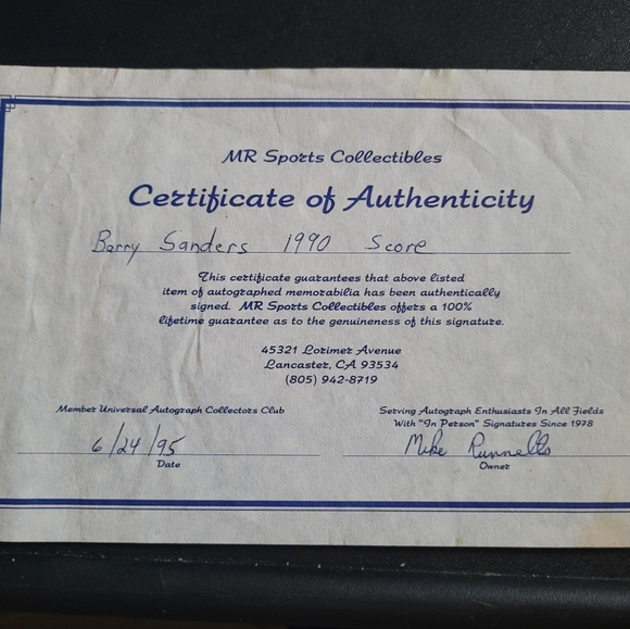 BARRY SANDERS 1990 AUTOGRAPHED ALL - PRO CARD - Picture 10 of 10